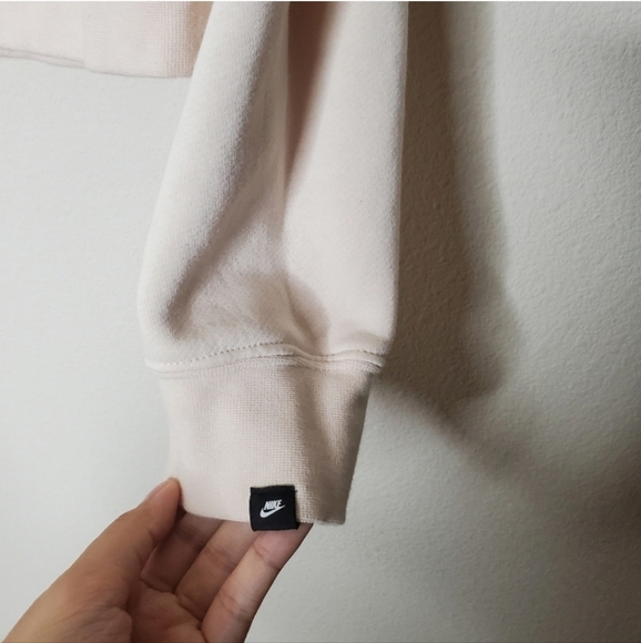 Nike Rally Pink Metallic Swoosh Graphic Logo Crop Pullover Hooded Sweatshirt - Picture 7 of 9